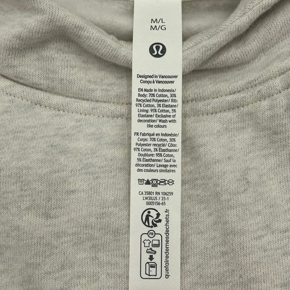Lululemon Scuba Oversized Hoodie Heathered Core Ultra Light Grey M/L LW3IUJS